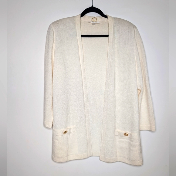 St. John Cream Women's Cardigan - Picture 2 of 8